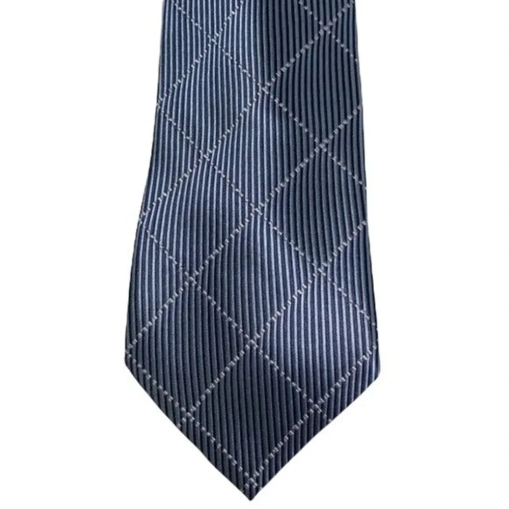 Berfindi Blue Striped Silk Handmade Tie Classic Woven Pointed Business‎ Formal